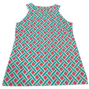 Katherine Way Basketweave Print Tank‎ Womens M Pink Green Preppy Stretch UPF50